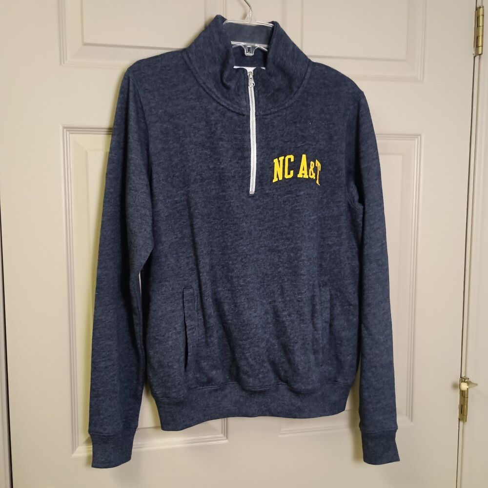 RedShirt NC A & T Pullover Sweater Size Large Blue 3/4 Zip Pockets Aggie Pride